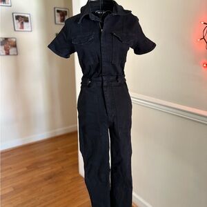 Good American Black Short Sleeve Jumpsuit